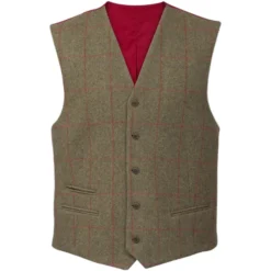 2022 Alan Paine Mens Combrook Tweed Shooting Field Waistcoat COMGLBW - Sage Colour Sage