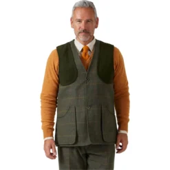 2022 Alan Paine Mens Rutland Tweed Shooting Waistcoat RUTGSHW - Seaweed