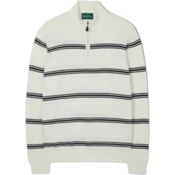 2023 Alan Paine Houghton Mock Neck Jumper 116U11 - Ecru / Dark Navy