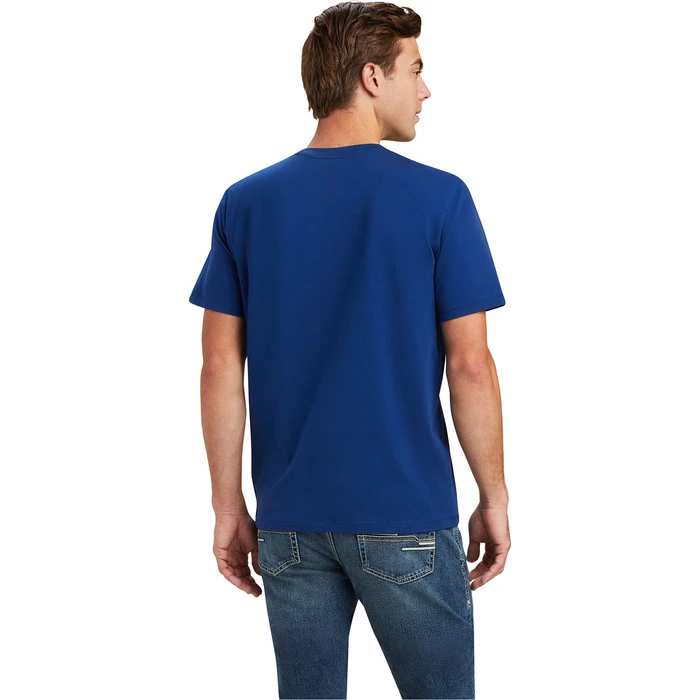 2022 Ariat Mens Varsity Short Sleeve Top 10041352 - Estate Blue 4 2022 Ariat Mens Varsity Short Sleeve Top 10041352 - Estate Blue - Image 2