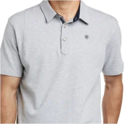 2023 Ariat Mens Medal Button Polo 10035392 - Heather Grey -Vogemate Sales Store 5853 S21 MNS ENGL 10035392 detail01.700x700