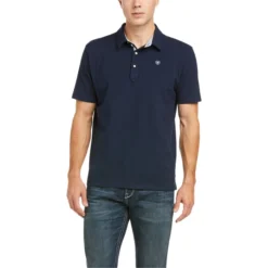 Ariat Mens Medal Short Sleeve Polo Navy 10035315